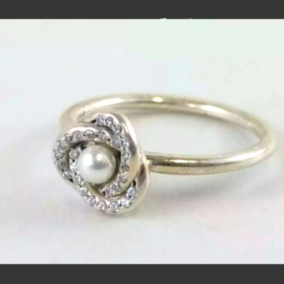Pandora Sparkling Love Knot Ring with Clear Cubic Zirconia  Sale Pandora authentic Luminous love knot genuine pearl swarovski crystals ring